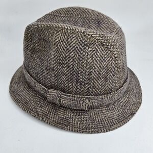 VTG Stetson Tweed Fedora Hat 7 1/8 Herringbone Wool Needs Lining Repair 50s
